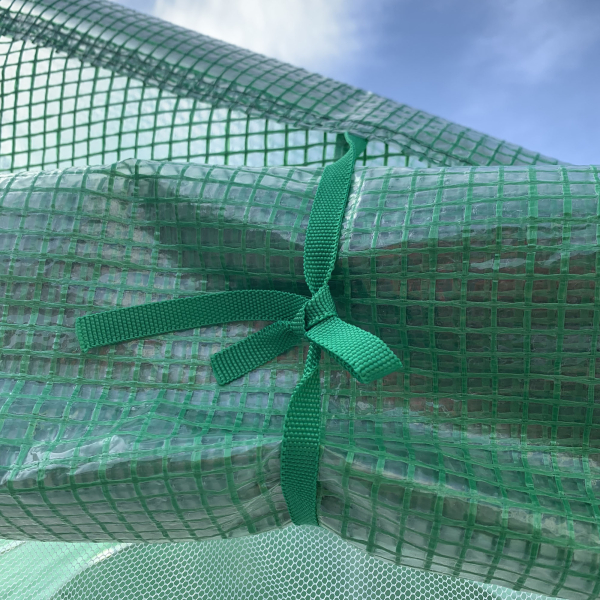 Outsunny Estufa de Túnel 3,5x3x2m Estufa de Jardim com Porta e 6 Janelas Enroláveis de Polietileno Metal Galvanizado para Cultivos de Plantas Flores Verde - Image 8