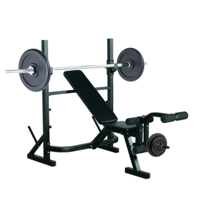 HOMCOM Banco de Musculação Multifuncional com Altura Ajustável de 3 Níveis para Treino de Corpo Inteiro 175x98x130 cm Preto