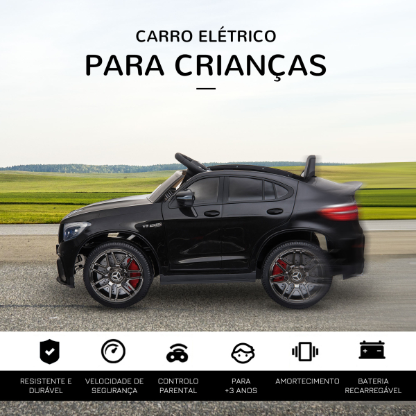 HOMCOM Carro Elétrico Mercedes AMG 12V para Crianças de 3-5 Anos com Controle Remoto Música Luzes Abertura da Porta 115x70x55cm Preto - Image 4