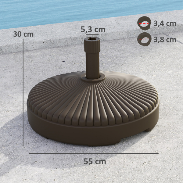 Outsunny Base para Chapéu de Sol Redonda Suporte para Chapéu de Sol Preenchível com Água 23L ou Areia 28kg Ø55x30 cm Marrom - Image 3