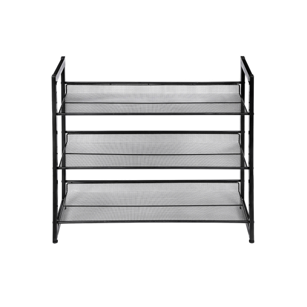 SONGMICS Sapateira de 3 níveis, malha de aço, prateleira empilhável plana ou angular para 9 a 12 pares de sapatos, preta LMR03B - Image 2