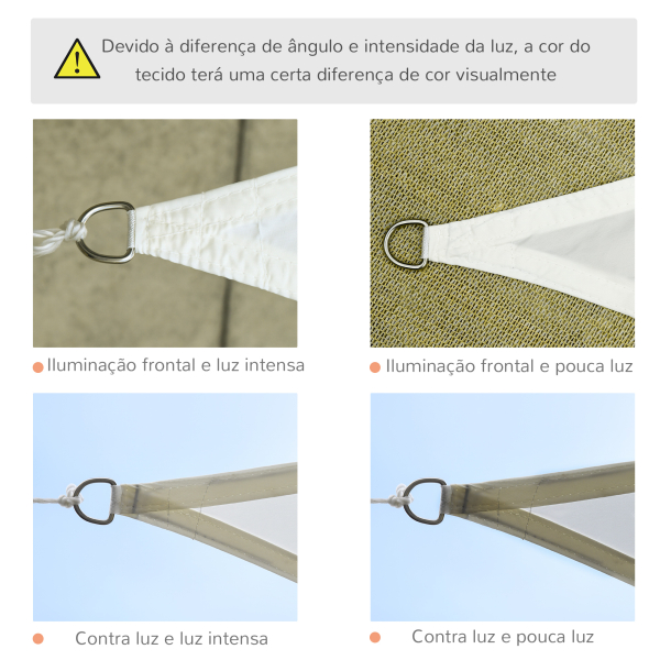 Outsunny Vela de Sombra Triangular 5x5x5 m Toldo Vela de Poliéster com Proteção UV Aneis em Forma de D e Cordas para Jardim Pátio Piscina Creme - Image 5