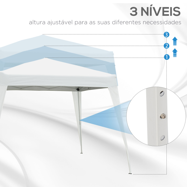 Outsunny Tenda Dobrável Tenda com Desenho Pop Up para Jardim Campismo Festas Eventos Aço e Oxford 297x297x250 cm Branco - Image 7