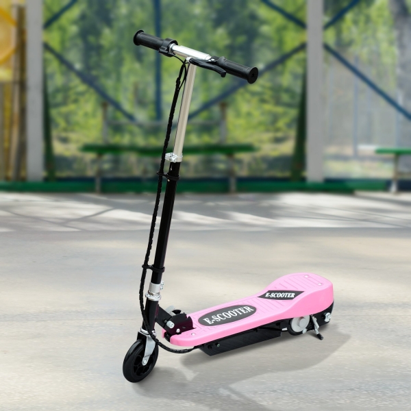 HOMCOM Trotinete Elétrica Dobrável para Crianças e Adolescentes acima de 7 Anos Velocidade de 10km/h Trotinete Elétrica com Guiador Ajustável e Freios Carga Máxima 50kg 78x37x89-95cm Rosa - Image 2