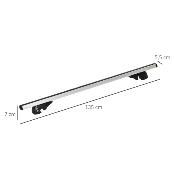 HOMCOM Barras de Tejadilho Universal para Carros Carris de Tejadilho com 135cm Trilho de Alumínio e Chave Carga 75kg Prata - Image 3