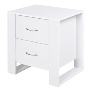 HOMCOM Mesa de Cabeceira com 2 Gavetas Pés e Base Elevada para Dormitório Mesa Lateral para Sala de Estar Estilo Moderno 48x39x54cm Branco