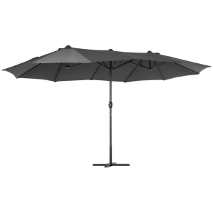 Outsunny Chapéu de Sol Duplo 4,55x2,65x2,38 m Chapéu de Sol de Jardim com Manivela Manual com Proteção Solar UV Cinza