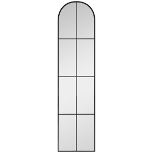HOMCOM Espelho de Pé ou Apoiado na Parede Espelho com Forma de Janela e Moldura de Metal para Dormitório Entrada Sala 40x160 cm Preto