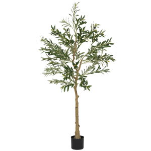 HOMCOM Oliveira Artificial Planta Artificial Decorativa de Interior com 32 Azeitonas Decoração  Ø15x150 cm Verde