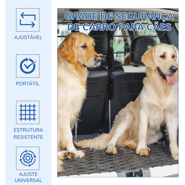 PawHut Grade de Segurança Carro para Cães Ajustável Grade de Segurança Universal para Porta Malas pde Aço 150x9x76-124 cm Preto - Image 4