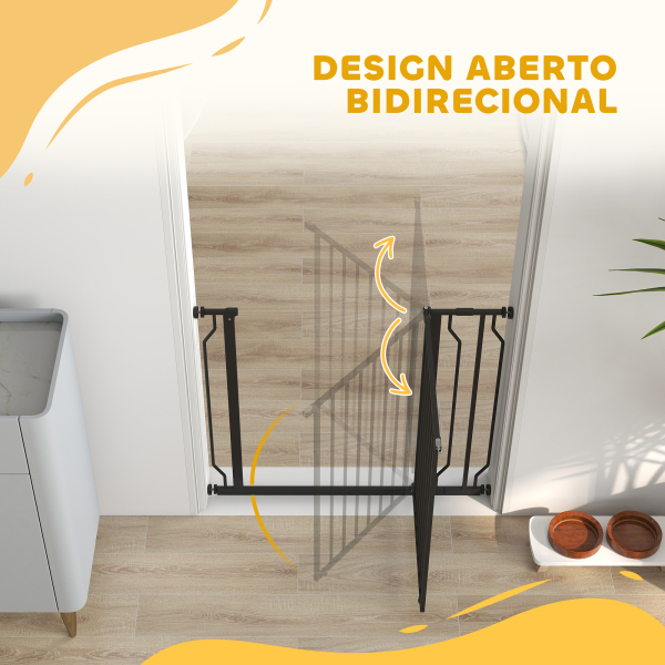 PawHut Barreira de Segurança para Cães Extensível para Escadas e Portas 75-95 cm com 1 Extensão e 10 cm Altura 76 cm Preto - Image 8