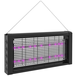 HOMCOM Lâmpada Anti-Mosquitos com Luz LED Mata Mosquitos Elétrico 8W Efetivo para 60 m² com Corrente para Interior Jardim Terraço Pátio 49x6x25 cm Preto