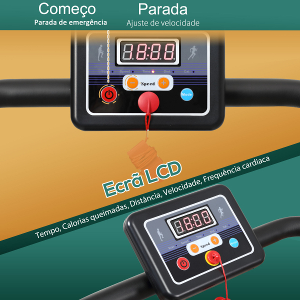 HOMCOM Passadeira Elétrica Dobrável com Velocidade 1-10km/h com Ecrã LCD e Carga Máxima 110kg para Casa Escritório 120,5x60x116 cm Preto e Cinza - Image 5