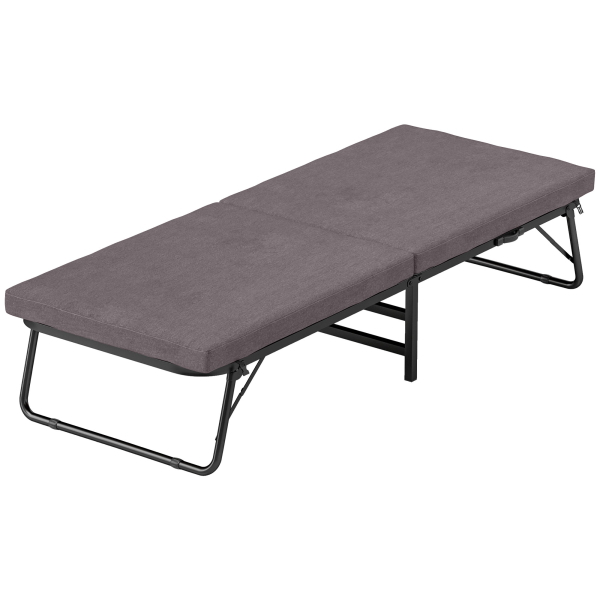 HOMCOM Cama Dobrável 70x180 cm com Colchão de Espuma Cama Dobrável com Encosto Ajustável em 5 Posições e Rodas Marrom