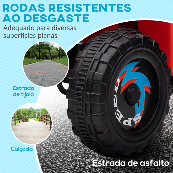 HOMCOM Quadriciclo Elétrico para Crianças com Reboque Bateria 6V de 18-36 Meses com Velocidade 2,5 km/h 106x41,5x48,5 cm Vermelho - Image 7