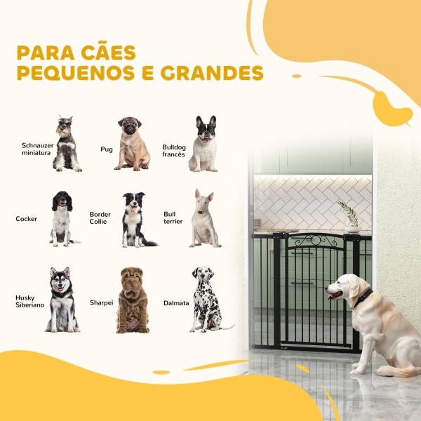 PawHut Barreira de Segurança para Cães Extensível 76-104 cm Barreira para Animais de Estimação com 2 Extensões Duplo Bloqueio Preto - Image 4