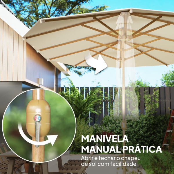 Outsunny Chapéu de Sol Duplo 4,55x2,65 m Chapéu de Sol de Exterior com Manivela Manual e Proteção Solar Chapéu de Sol Grande Creme - Image 5