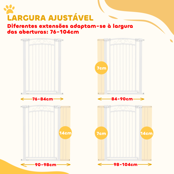 PawHut Barreira de Segurança para Cães Extensível Barreira para Animais de Estimação com Duplo Bloqueio 76-102x4x104 cm Branco - Image 5