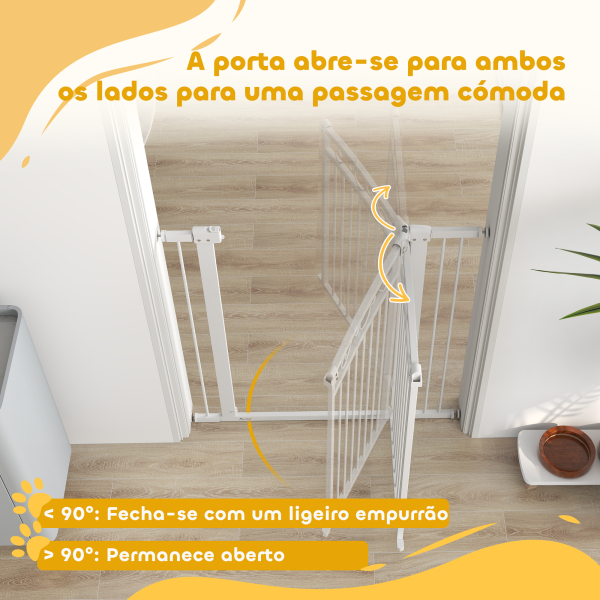 PawHut Barreira de Segurança para Cães Extensível Barreira para Animais de Estimação com Duplo Bloqueio 76-102x4x104 cm Branco - Image 7