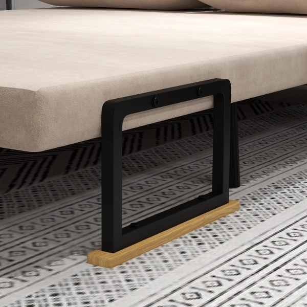 HOMCOM Sofá Cama Sofá Convertível em Cama de 2 Lugares Dobrável com Encosto Ajustável em 5 Níveis e 2 Almofadas 102x73x81 cm Bege - Image 8