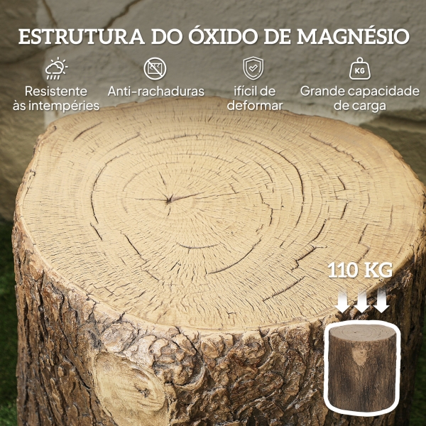 Outsunny Banco de Jardim Decorativo em Forma de Cepo de Árvore Uso Multifuncional Estável e Resistente Banco para Exterior Ø38x42 cm Madeira - Image 5