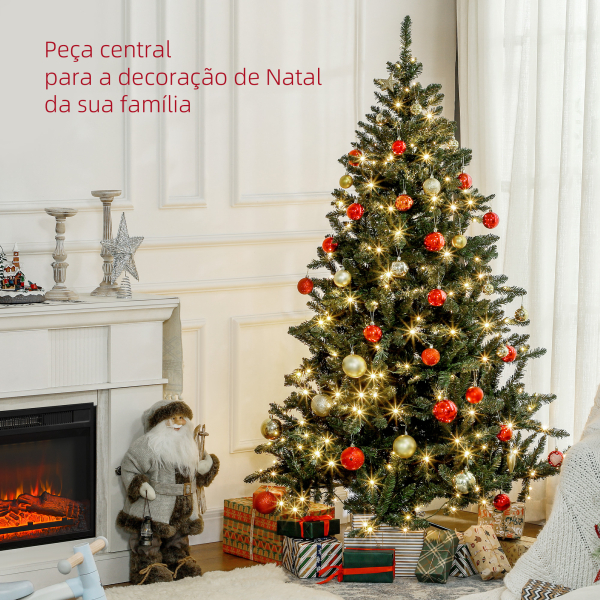 HOMCOM Árvore de Natal Artificial 180 cm com 310 Luzes LED 872 Ramos e Suporte de Metal Árvore Natalina para Interior Verde - Image 4