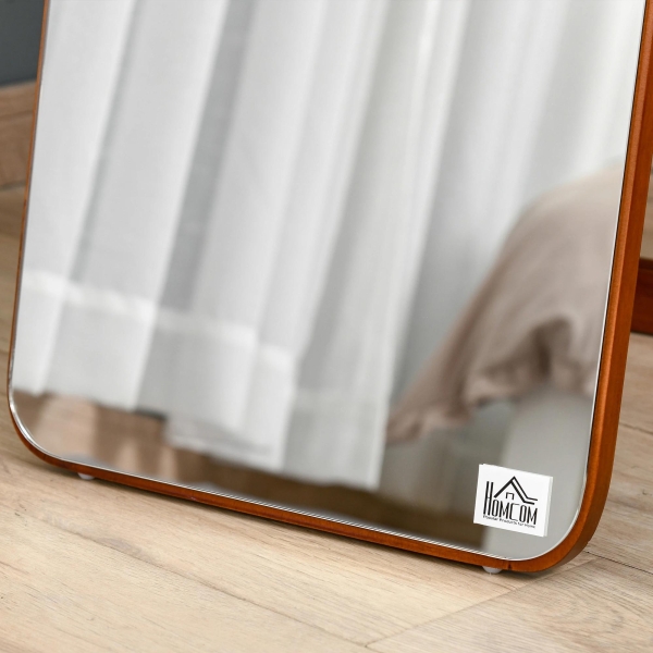 HOMCOM Espelho de pé de Corpo Inteiro Retangular Espelho de Parede com 2 Formas de Uso Estrutura de Madeira de Pinho para Dormitórios Sala de Estar Corredor 37x43x156cm Nogueira - Image 9