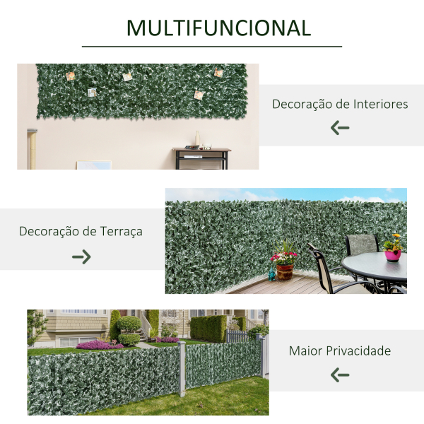 Outsunny Vedação Artificial em Rolo 3,1,5m Vedação de Privacidade para Balcão Jardim Exterior Planta Decorativa de Parede PE Verde - Image 5