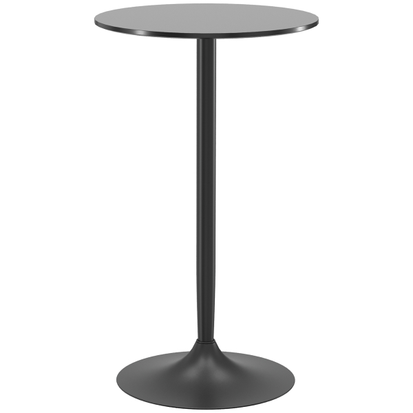 HOMCOM Mesa de Bar Redonda Mesa Alta de Cozinha Moderna com Estrutura de Aço para 2 Pessoas Ø60x102 cm Preto
