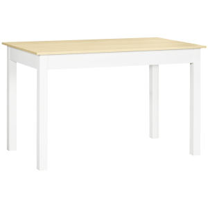 HOMCOM Mesa de Sala de Jantar de Madeira Retangular para 4-6 Pessoas Estilo Moderno 119x70x76 cm Carvalho e Branco