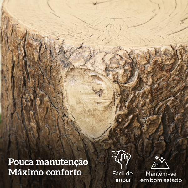 Outsunny Banco de Jardim Decorativo em Forma de Cepo de Árvore Uso Multifuncional Estável e Resistente Banco para Exterior Ø38x42 cm Madeira - Image 6