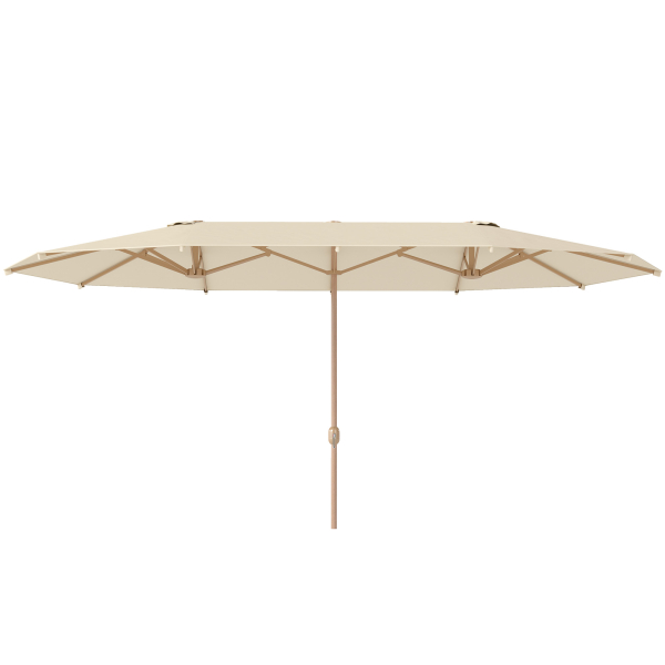 Outsunny Chapéu de Sol Duplo 4,55x2,65 m Chapéu de Sol de Exterior com Manivela Manual e Proteção Solar Chapéu de Sol Grande Creme