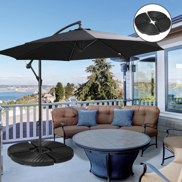 Outsunny Base para Chapéu de Sol de 4 Peças Recarregável com Areia 68 kg ou Água 52 kg para Jardim Pátio ou Terraço Preto - Image 2