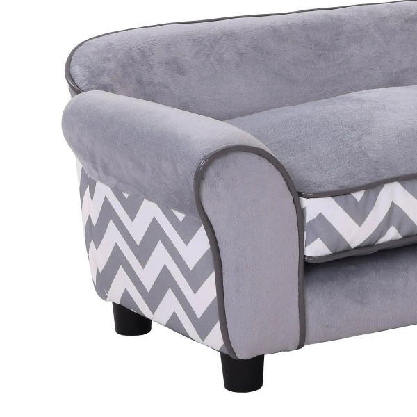 PawHut Sofá para animais de estimação com pernas  de madeira com almofada acolchoada aconchegante e capa lavável 73,5x41x33 cm Cinza - Image 8