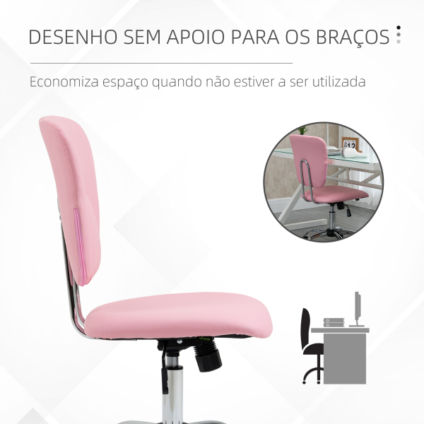 Vinsetto Cadeira de Escritório Giratória de Couro PU com Altura Ajustável e Função Basculante 50x54x87,5-96,5 cm Rosa - Image 6