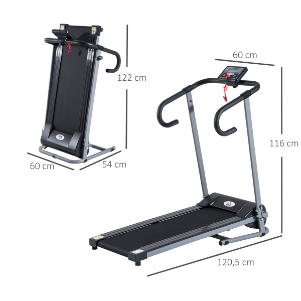 HOMCOM Passadeira Elétrica Dobrável com Velocidade 1-10km/h com Ecrã LCD e Carga Máxima 110kg para Casa Escritório 120,5x60x116 cm Preto e Cinza - Image 3