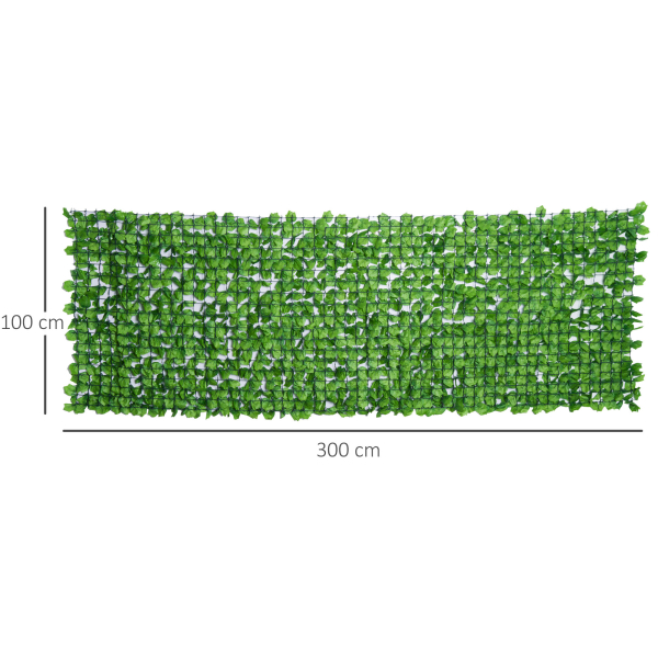 Outsunny Vedação Artificial em Rolo 3m Vedação de Privacidade para Balcão Jardim Exterior Planta Decorativa de Parede PE Verde - Image 3