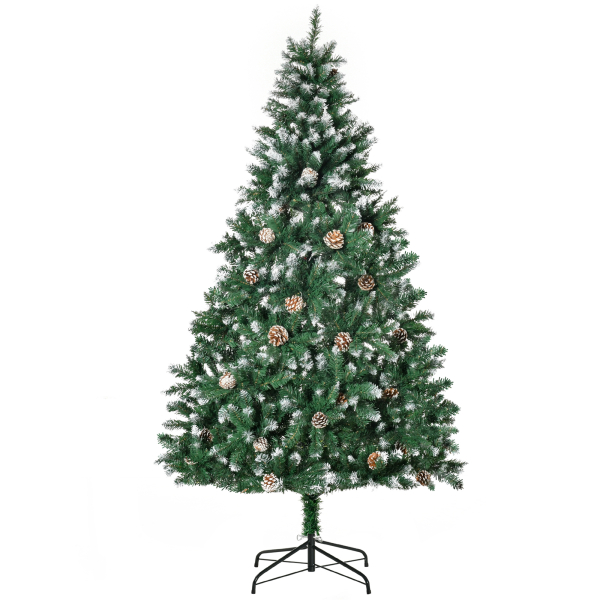 HOMCOM Árvore de Natal Artificial Ø90x180cm com 1111 Ramos de PVC e 59 Pinhas Base Dobrável e Suporte de Aço Decoração de Natal para Interiores Verde