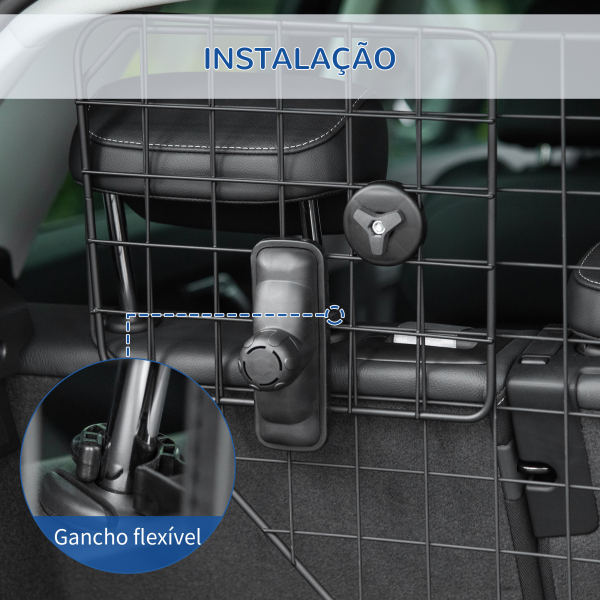 PawHut Grade de Segurança de Carro para Cães Universal Grade de Segurança para Cães com Largura Ajustável 90-120x40,5cm Preto - Image 5