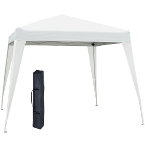 Outsunny Tenda Dobrável Tenda com Desenho Pop Up para Jardim Campismo Festas Eventos Aço e Oxford 297x297x250 cm Branco