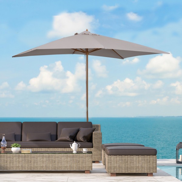 Outsunny Chapéu de Sol de Jardim com Sistema de Polea Teto Ventilado e Mastro de Madeira para Exterior 2,95x2x2,55m Cinzento - Image 2