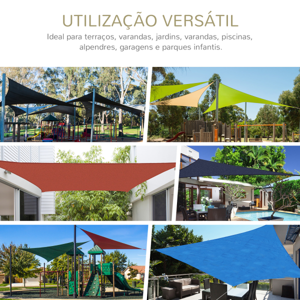 Outsunny Vela de Sombra Retangular 3x4 m Toldo Vela de HDPE com Proteção UV Aneis em Forma de D e Cordas para Jardim Pátio Piscina Creme - Image 8