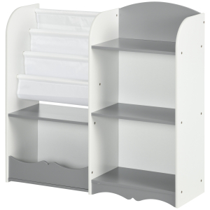 ZONEKIZ Organizador de Brinquedos Estante para Crianças com Prateleiras Abertas para Dormitório Sala de Jogos 85x26x84 cm Cinza