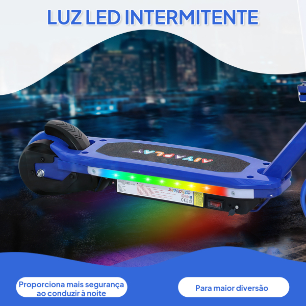 AIYAPLAY Trotinete Elétrica para Crianças Máx. 10 km/h Motor 80 W Autonomia Máxima 8 km Trotinete com Luzes LED Travão Traseiro 76x46x93 cm Azul - Image 4