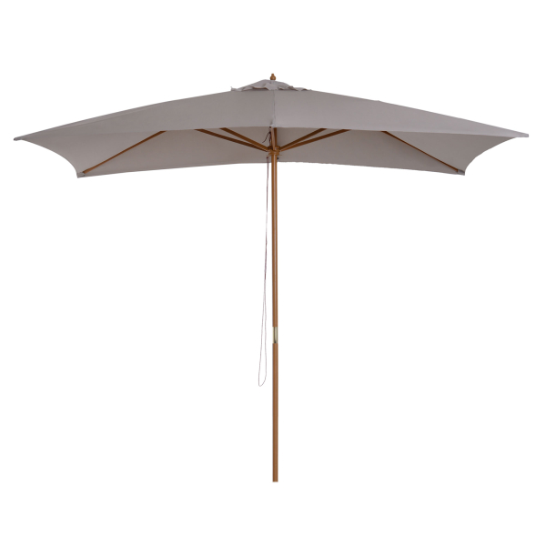 Outsunny Chapéu de Sol de Jardim com Sistema de Polea Teto Ventilado e Mastro de Madeira para Exterior 2,95x2x2,55m Cinzento