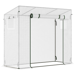 Outsunny Estufa de Jardim Pequena Estufa de Exterior com Janelas e Estrutura de Aço Estufa de Cultivo 200x76x168 cm Branco