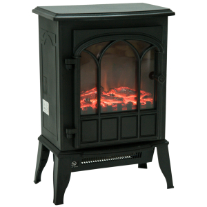 HOMCOM Lareira Elétrica Portátil 1000/2000W com Efeito de Chama Realista e Proteção Contra Superaquecimento 41,5x28x54 Preto