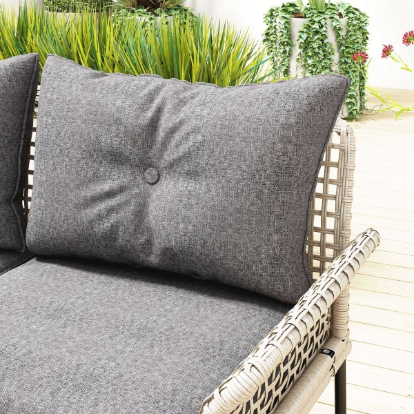 Outsunny Conjunto de Jardim em Vime Sintético Conjunto de Móveis de Exterior com Sofá de 4 Módulos 1 Mesa de Centro e Almofadas Cinza - Image 8