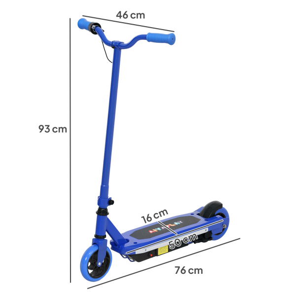 AIYAPLAY Trotinete Elétrica para Crianças Máx. 10 km/h Motor 80 W Autonomia Máxima 8 km Trotinete com Luzes LED Travão Traseiro 76x46x93 cm Azul - Image 3