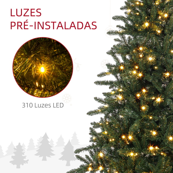 HOMCOM Árvore de Natal Artificial 180 cm com 310 Luzes LED 872 Ramos e Suporte de Metal Árvore Natalina para Interior Verde - Image 5